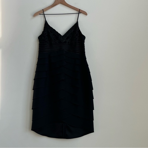 New Vintage Cache Y2K Asymmetric Ruffle Chiffon Ruched Illusion Dress 12 Ribbon - Picture 4 of 16